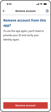 Remove account confirmation screen in the BC Services Card app