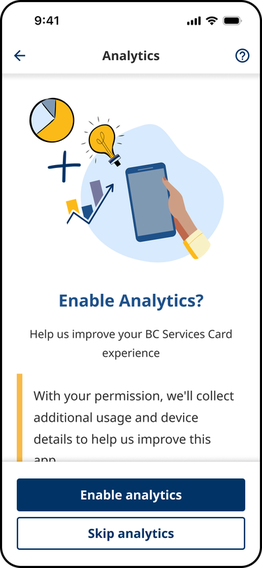 Enable Analytics screen in the BC Services Card app