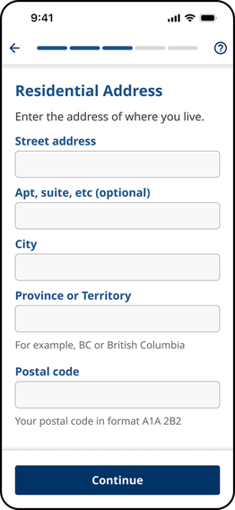 Residential Address screen in the BC Services Card app